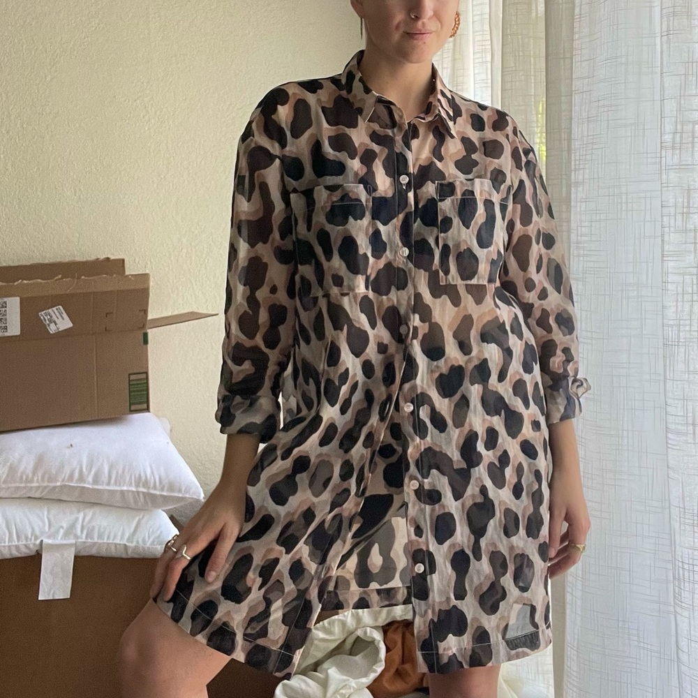 Oversized Leopard Blouse & Short Co-Ord Set